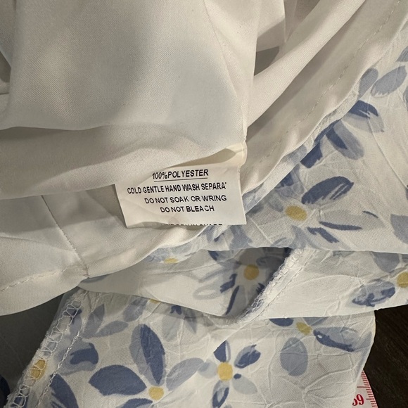 White Floral Midi Dress Size Small Side Slit Cottagecore Garden Girl Fairy - Picture 11 of 11